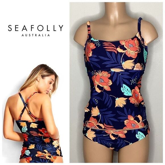 New. Seafolly tropical tankini set. DD-cup. Medium/Large. Retails $198 - Picture 1 of 11